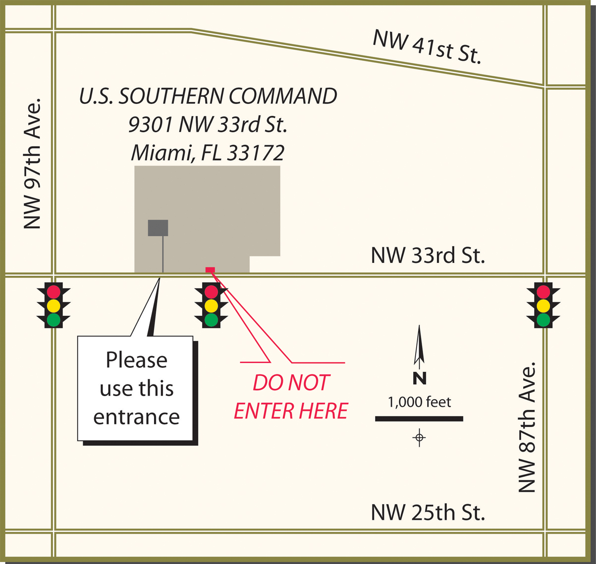 Please use North West 33rd Street entrance